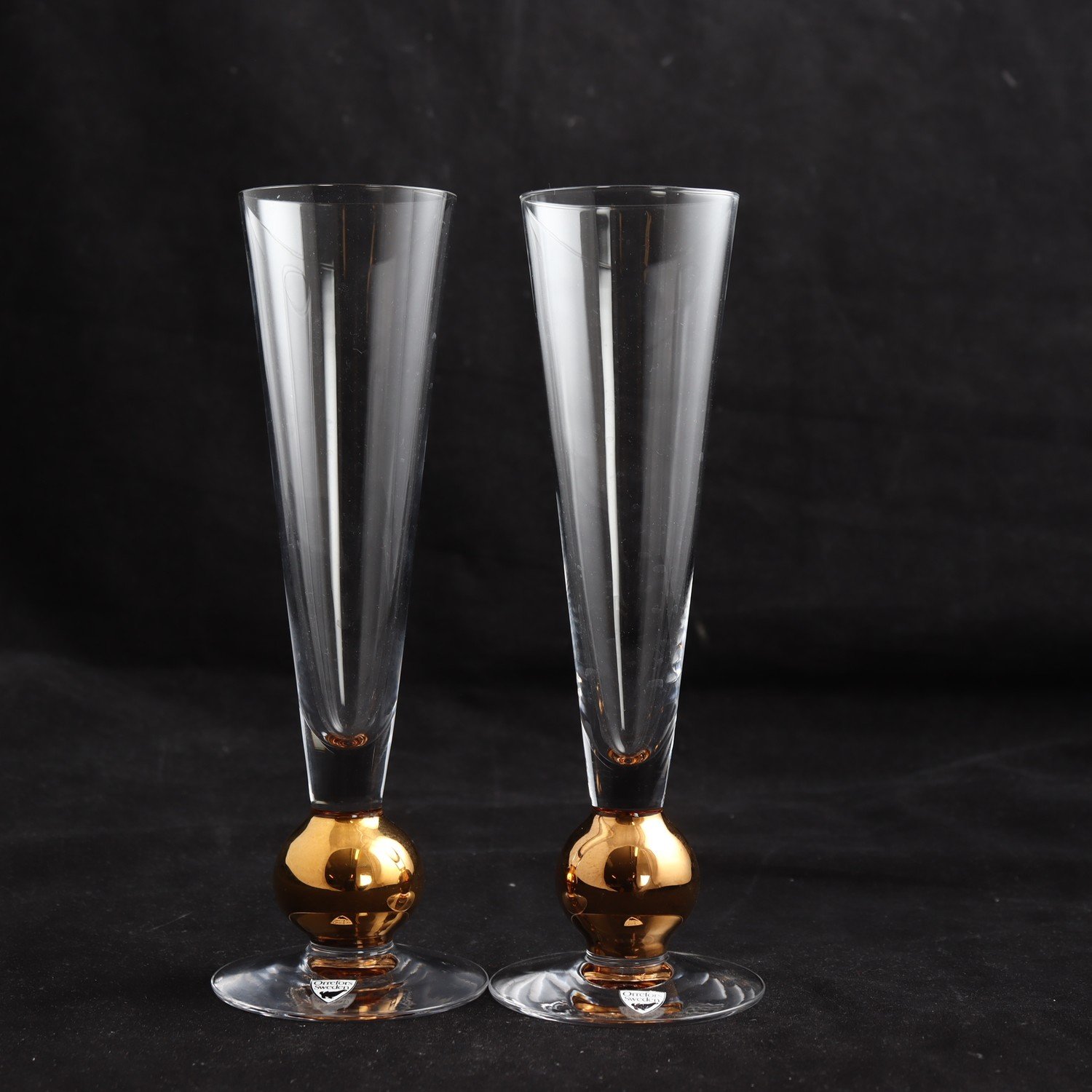 Champagneglas, orrefors ’Nobel’ Gunnar Cyrén, 2 st. Samfraktas ej.