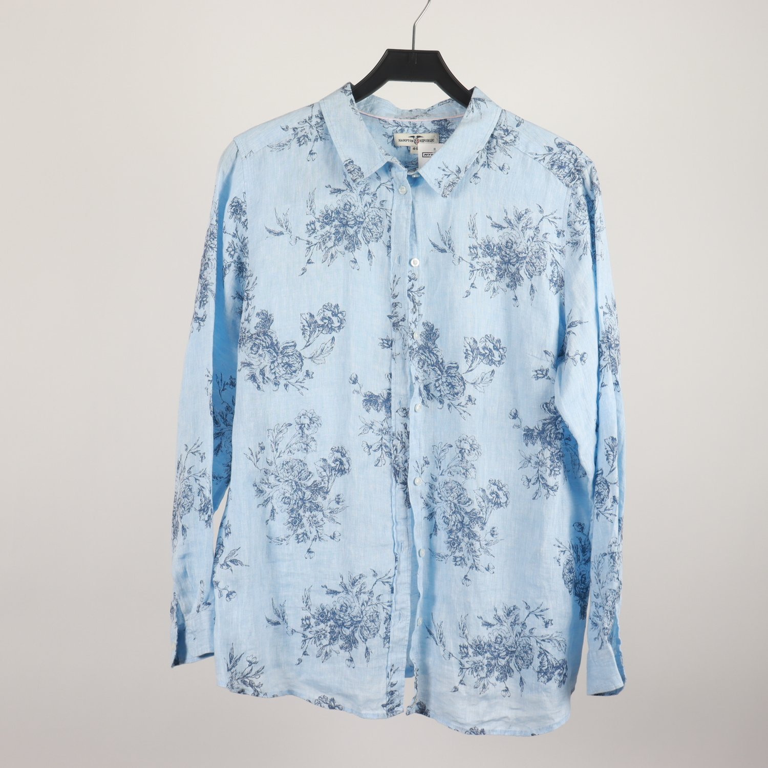 Skjorta, Hampton Republic, blå, mönstrad, 100% lin, stl. 46