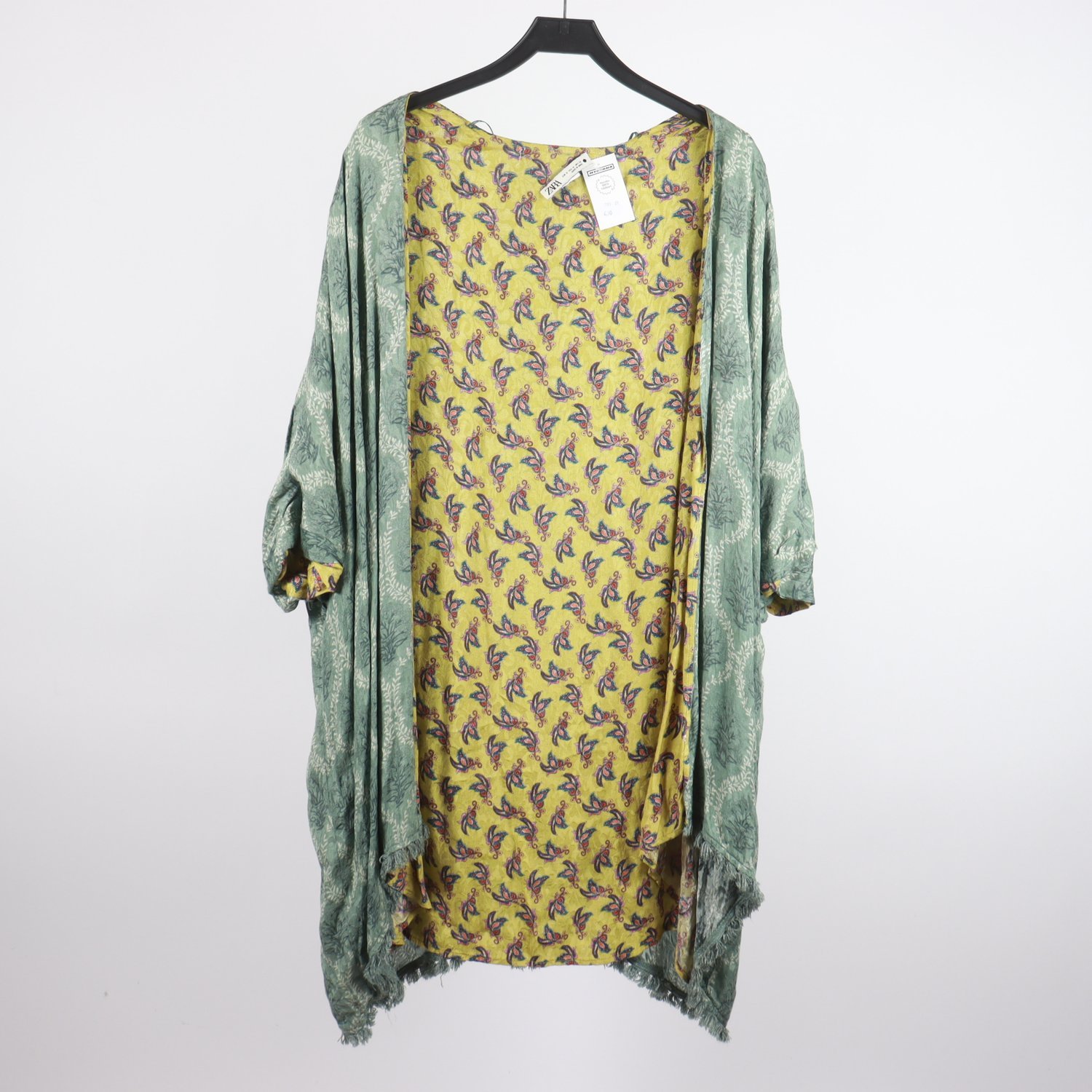 Kimono/kaftan, Zara, grön, mönstrad, stl. M