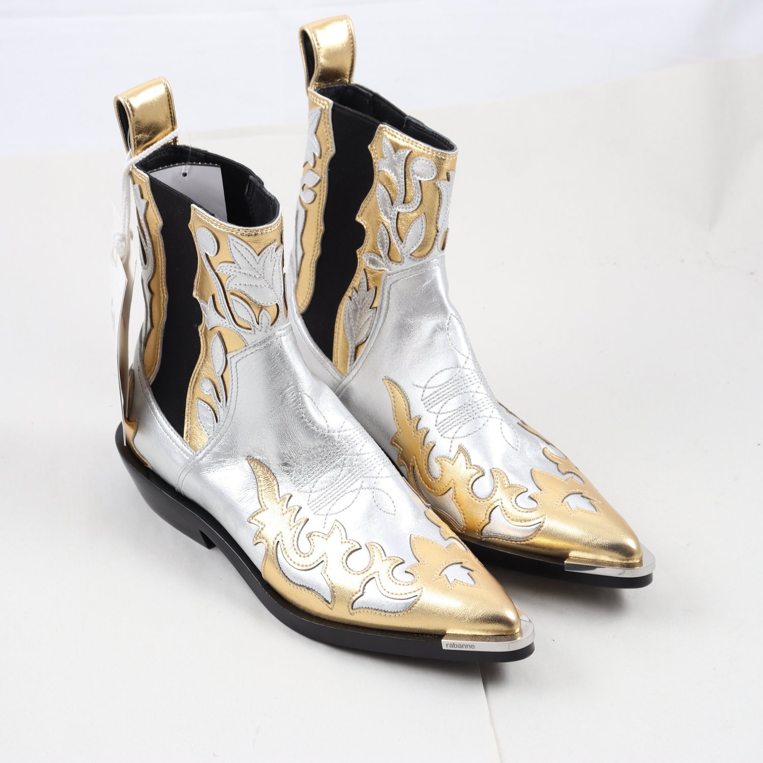 Boots, Rabanne X H&M, silver/guld, stl. 37