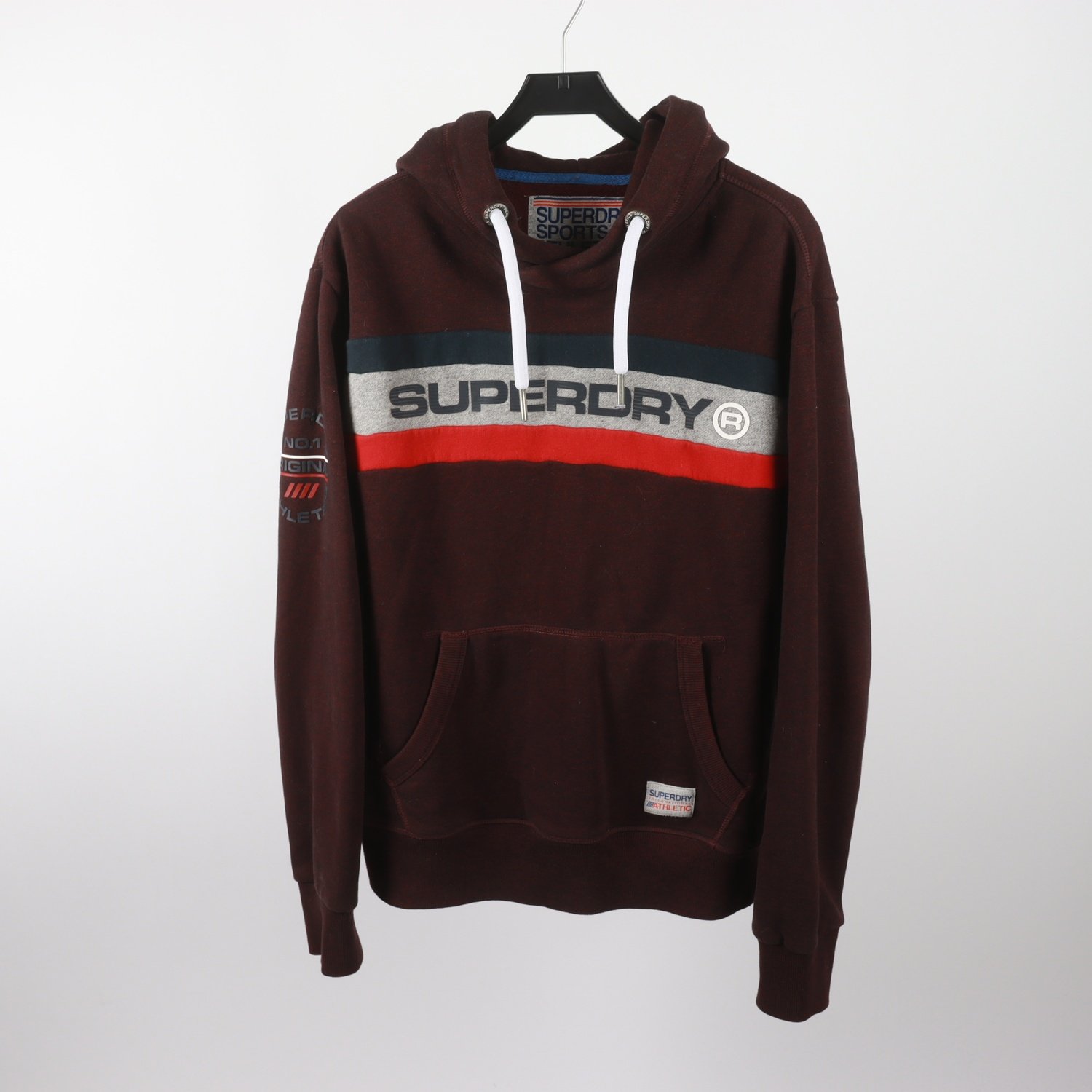 Hoodie, Superdry, vinröd, grå, blå, stl. XL