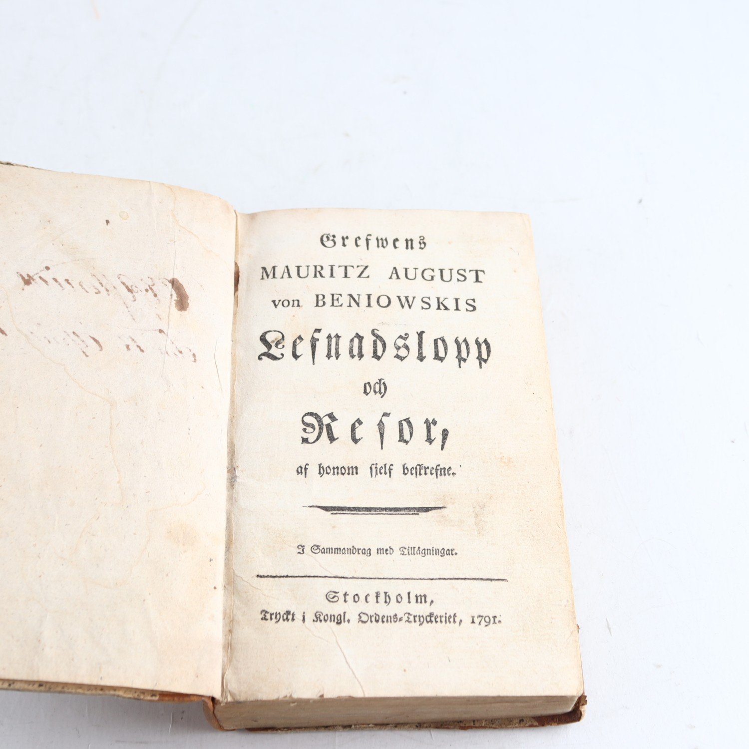 Grefwens Mauritz August von Beniowskis Lefnadslopp och Resor (1791)