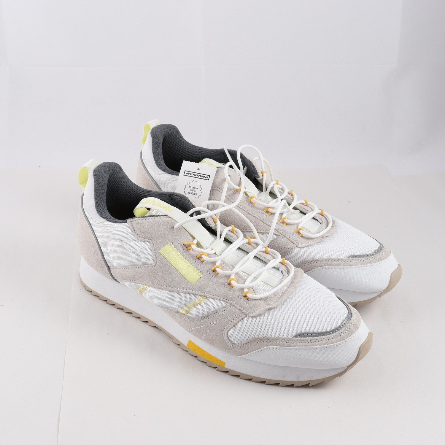 Sneakers, Reebok, vit, gul, stl. 48,5