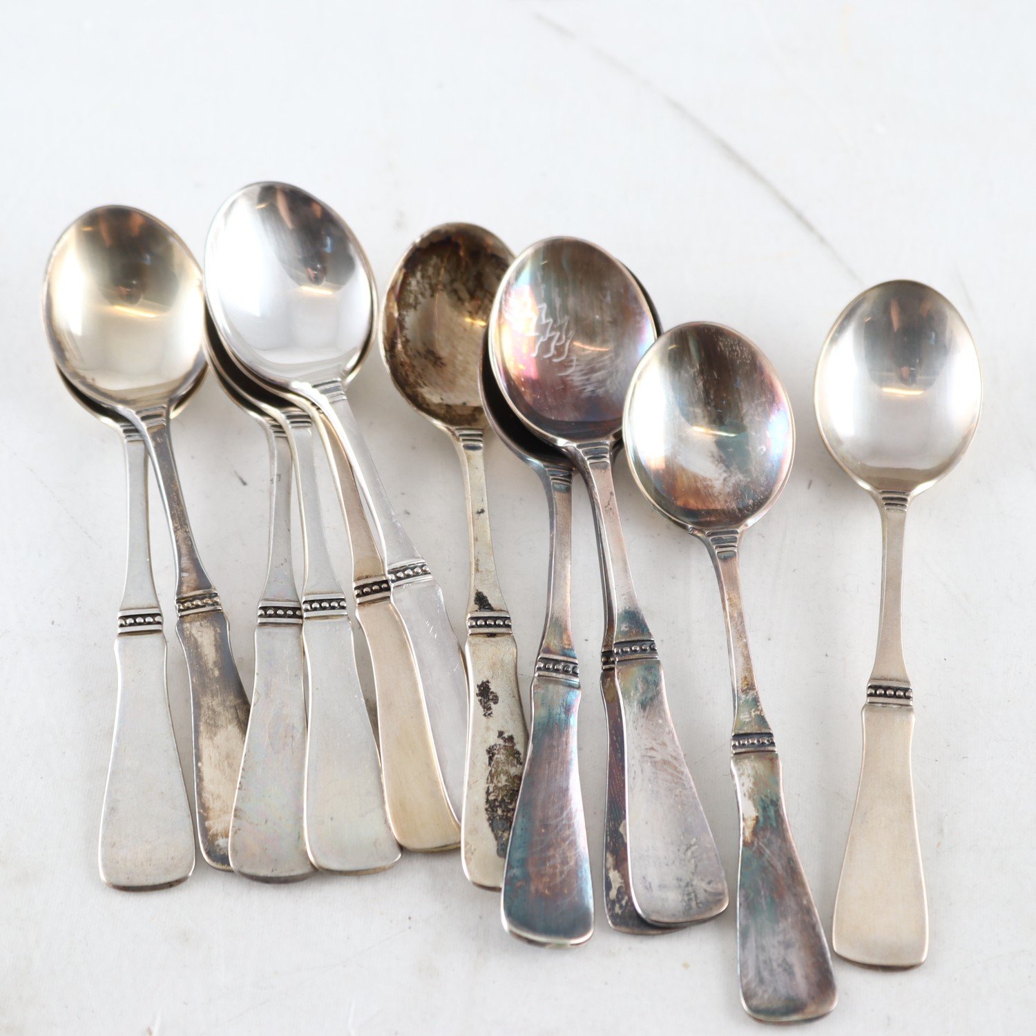 Teskedar, silver, kattfot, 12 st