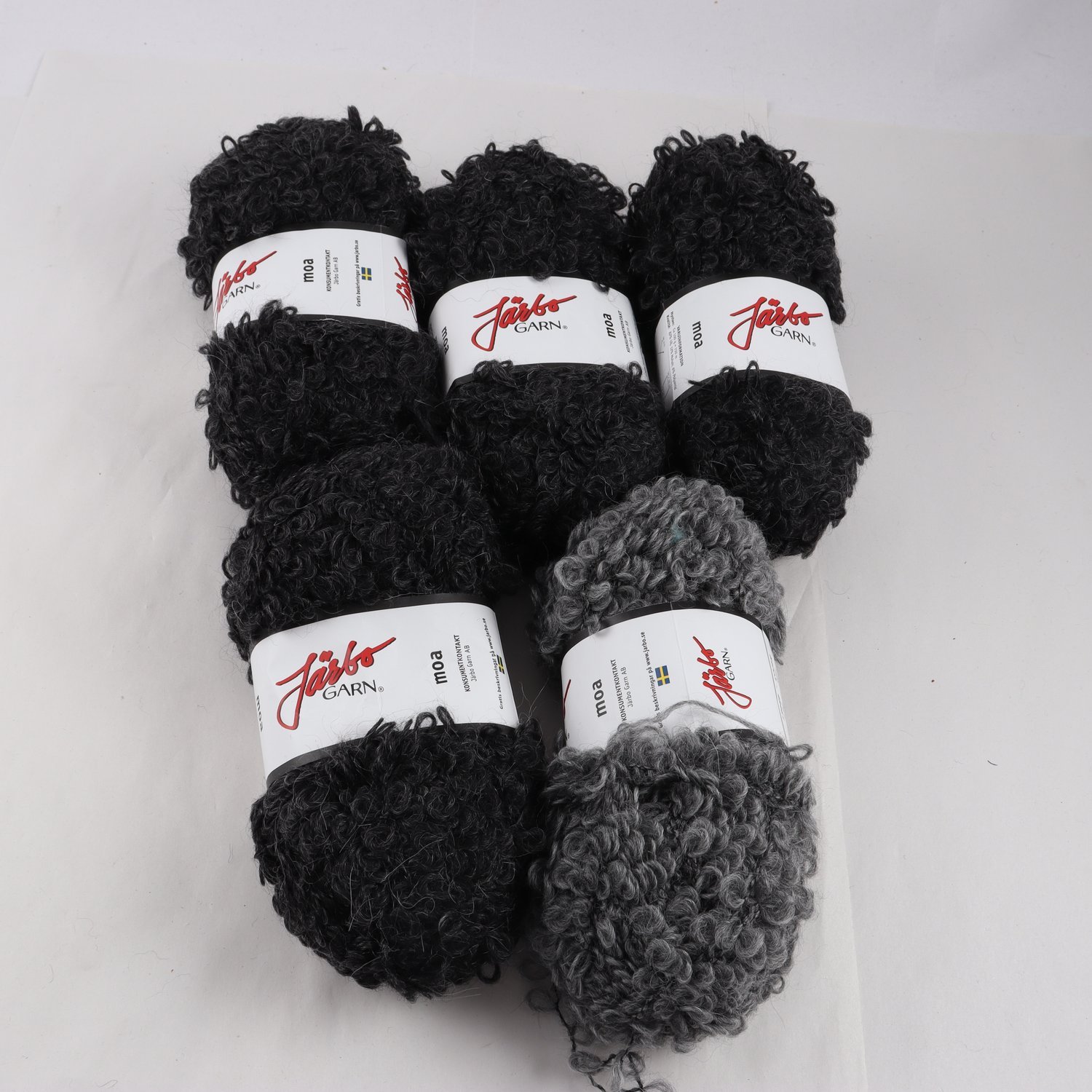 Garn, Järbo garn, 82% ull, 12% mohair, 5 x ca 100g