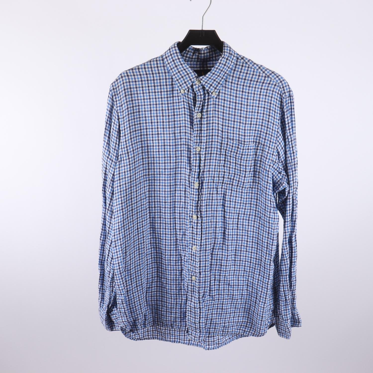 Linneskjorta, Ralph Lauren, blå, rutig, stl. L
