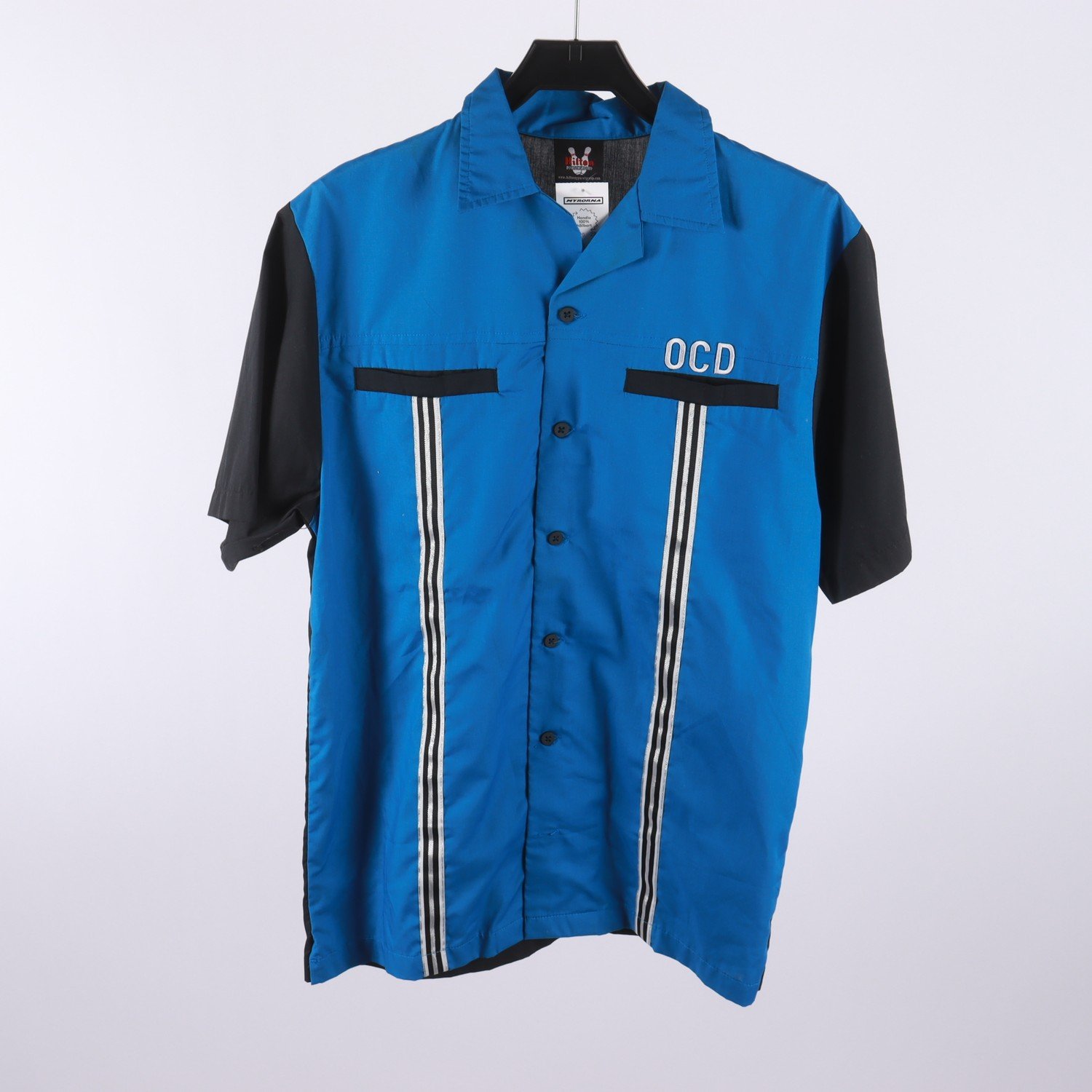 Bowlingskjorta, Hilton, blå, svart, stl. S