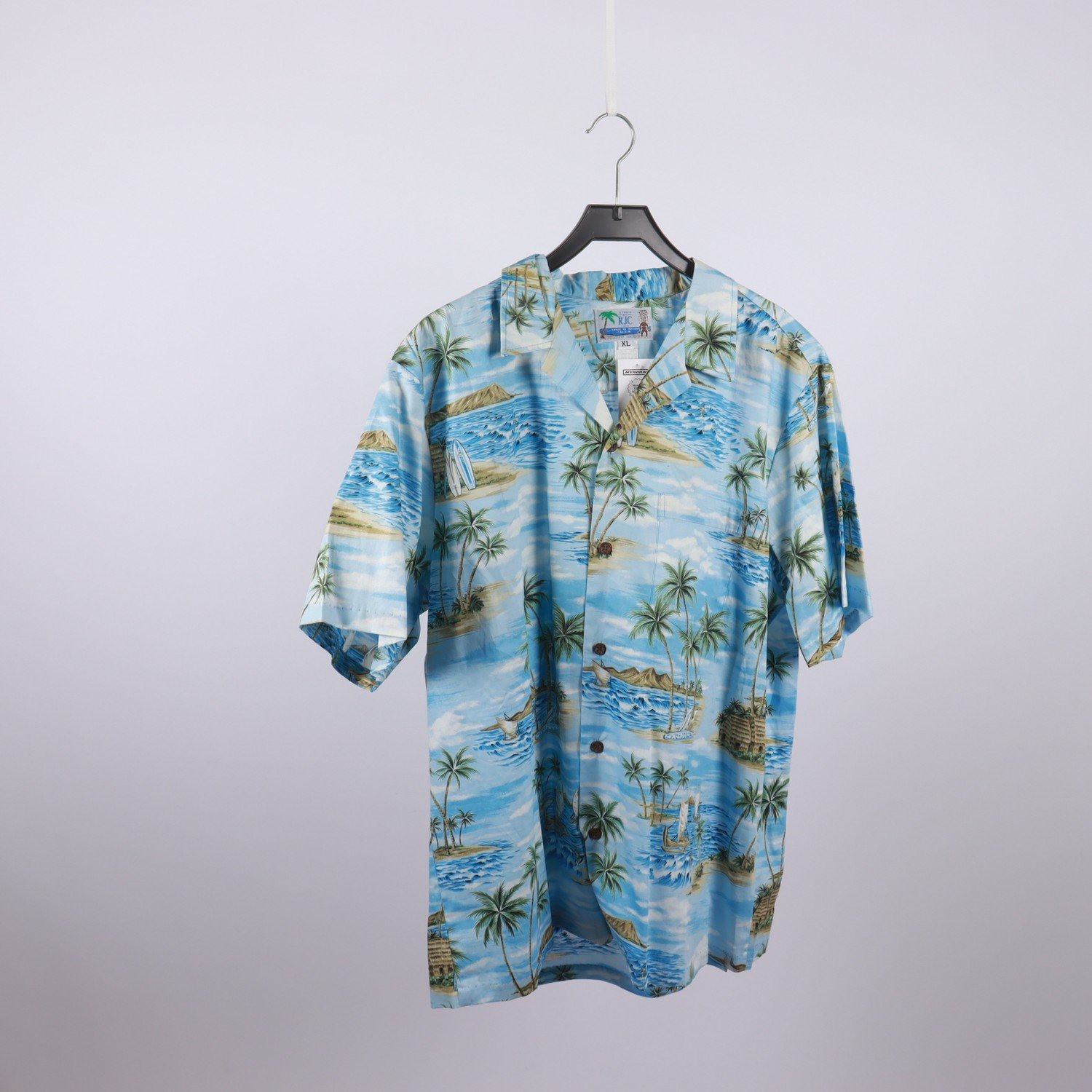Skjorta, RJC, blå. palmer, surfing, stl. XXL