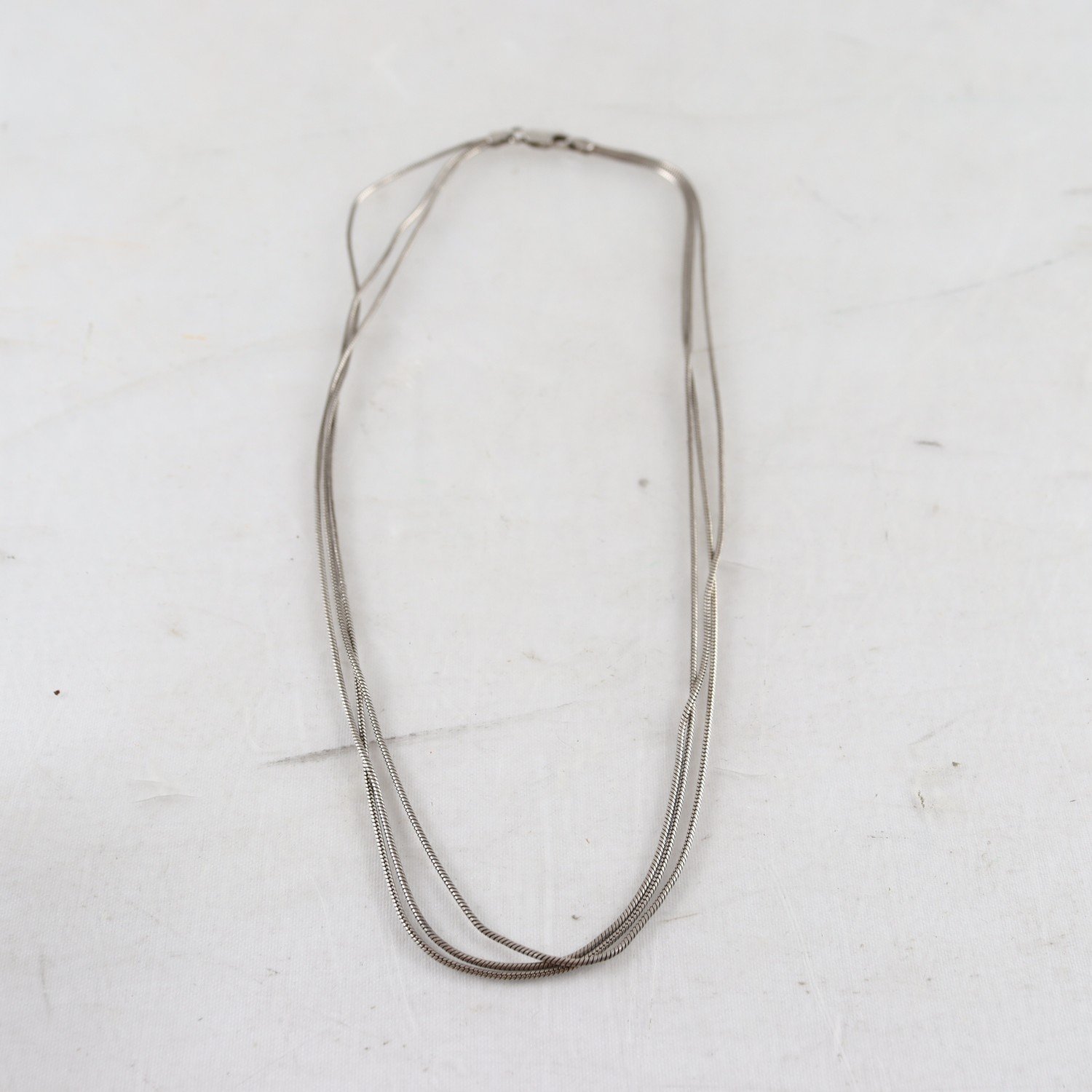 Halsband, treradig ormlänk, silver 925, vikt:11,1g