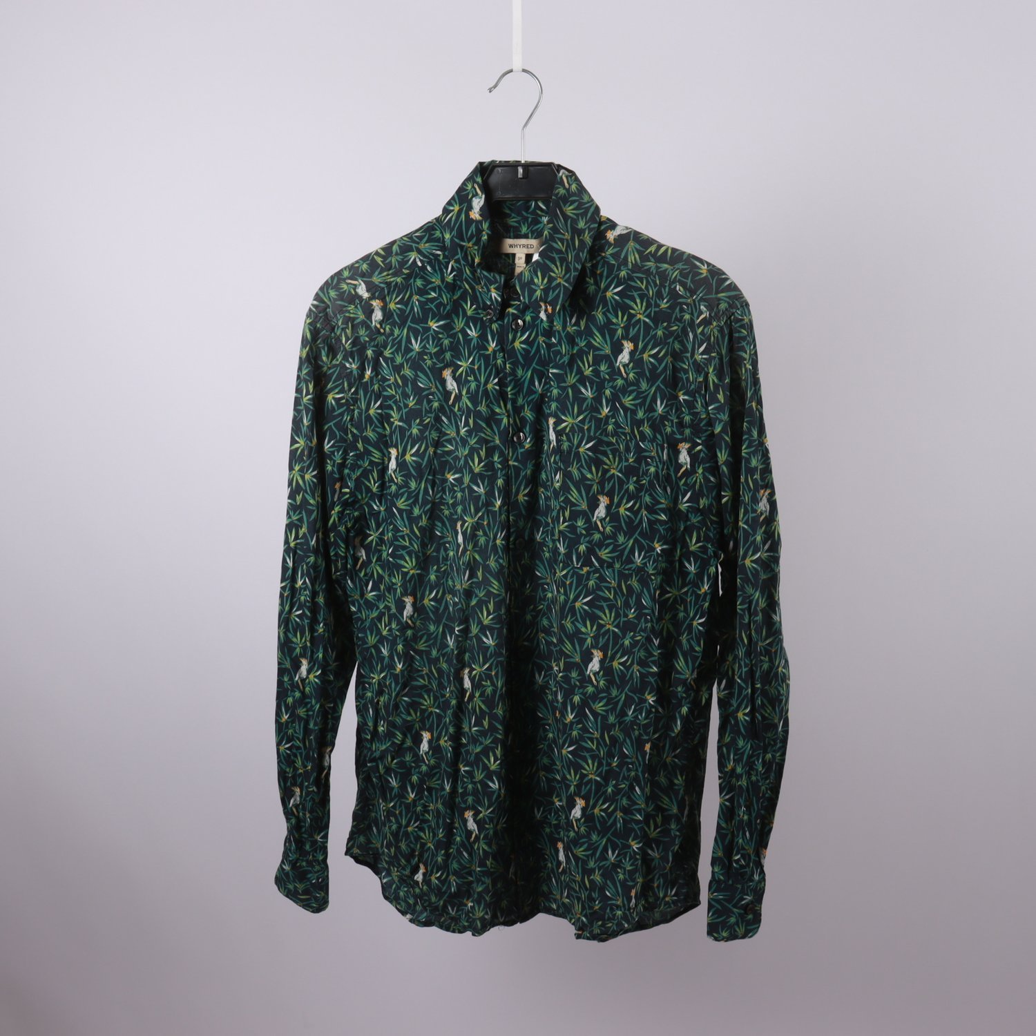 Skjorta, Whyred, grön, mönstrad, fåglar, stl. 50
