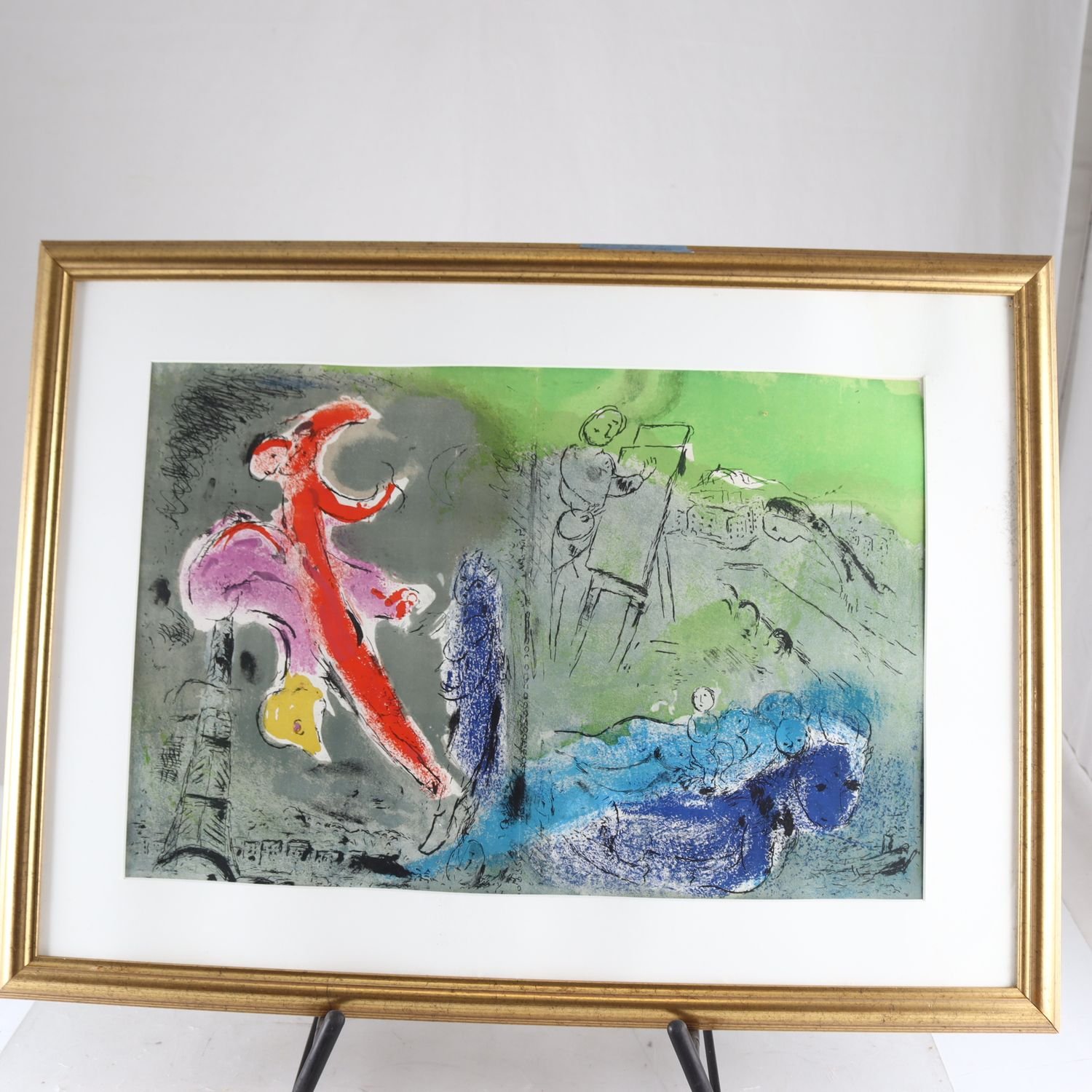 Färglitografiskt tryck, Vision de Paris, Marc Chagall. Endast avh.