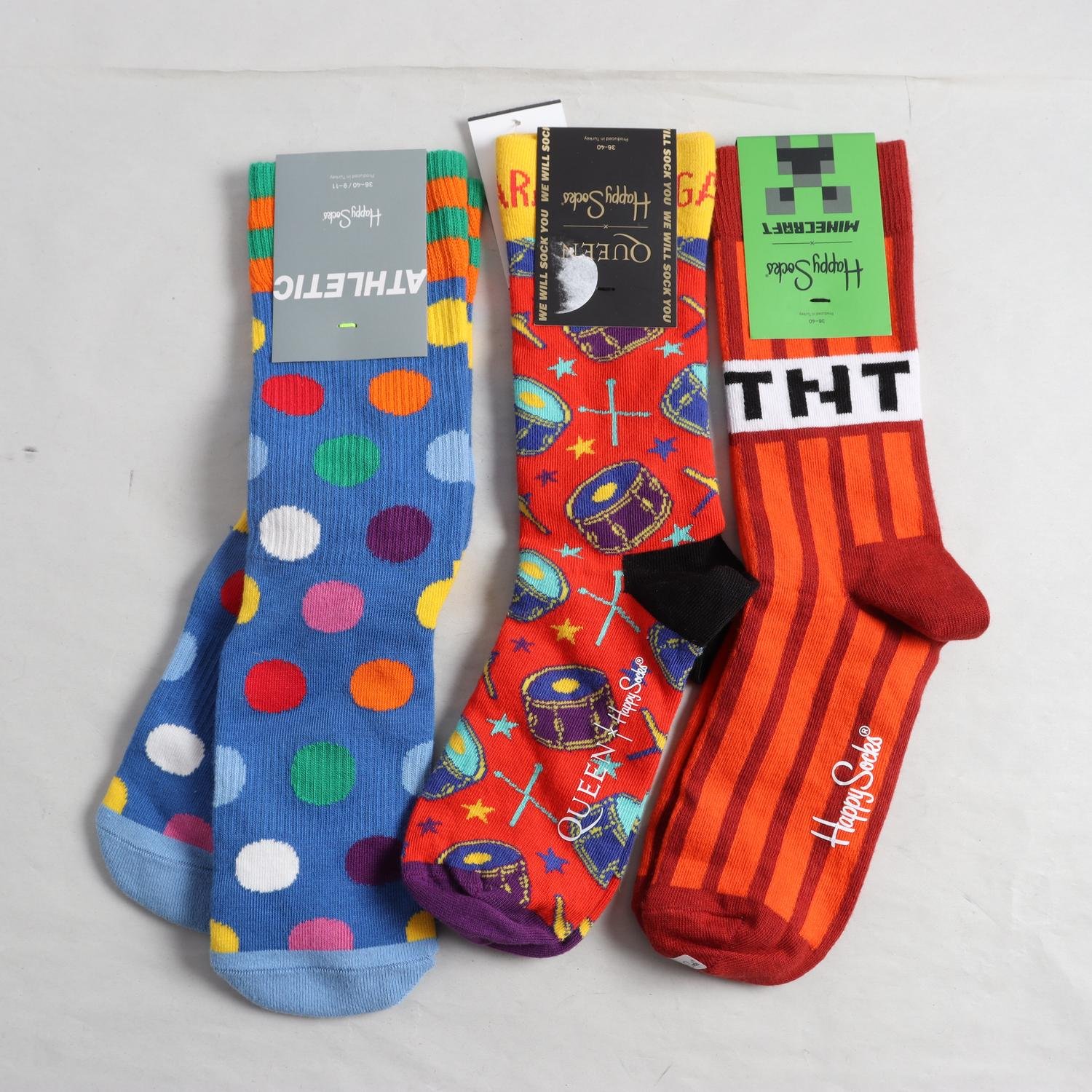 3-Pack strumpor, Happy Socks, mönstrad, stl. 36-40