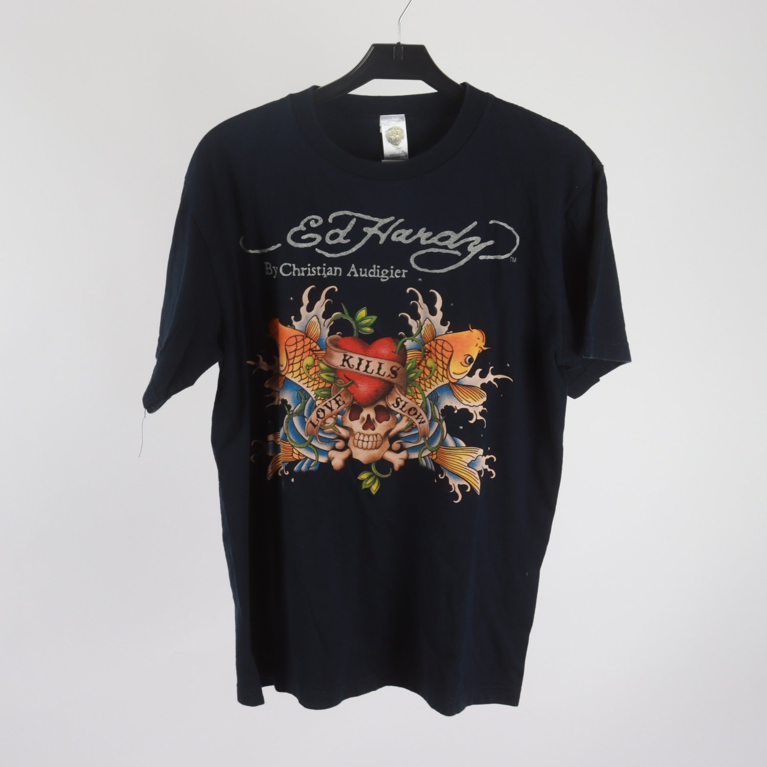 T-shirt med tryck, Ed Hardy, mörkblå, stl. L