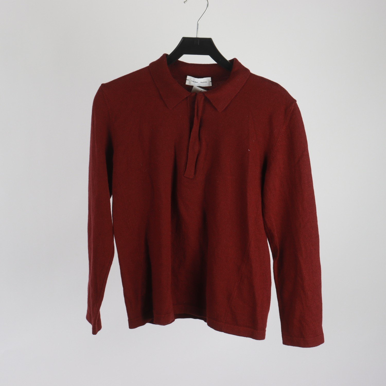 Stickad ulltröja, half zip,Trés Bien, burgundy, stl. 46