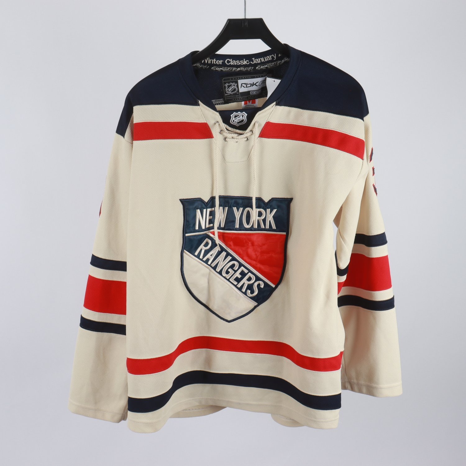 Hockeytröja, NHL, New York Rangers, Lundqvist, beige, blå, stl. 48