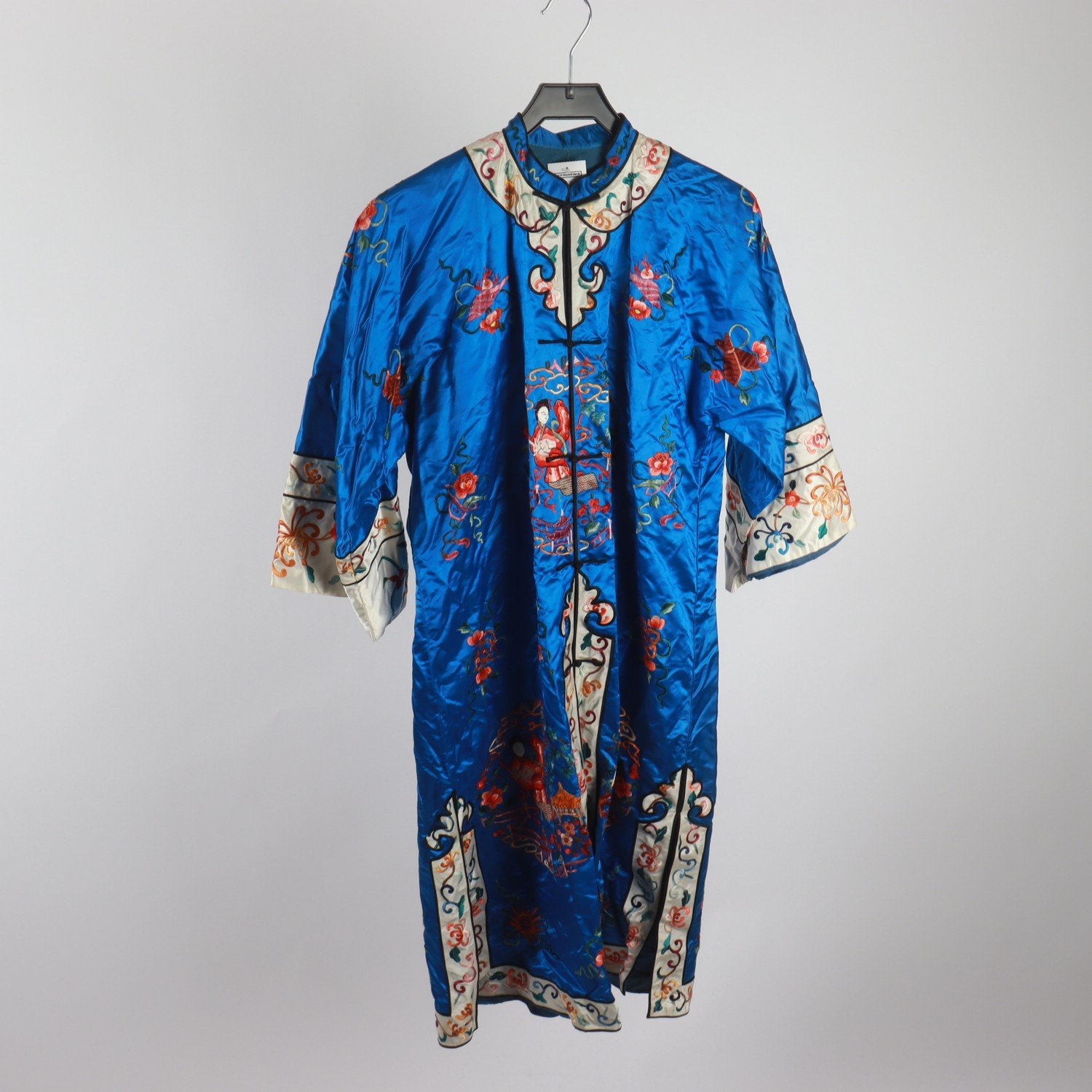 Kimono, blå, mönstrad, broderi, stl. ca M