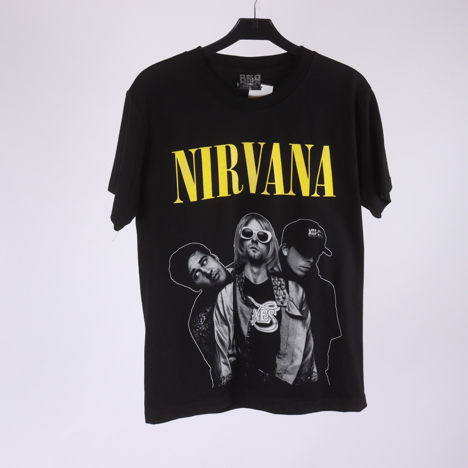 T-shirt, Nirvana, svart, gul, stl. S