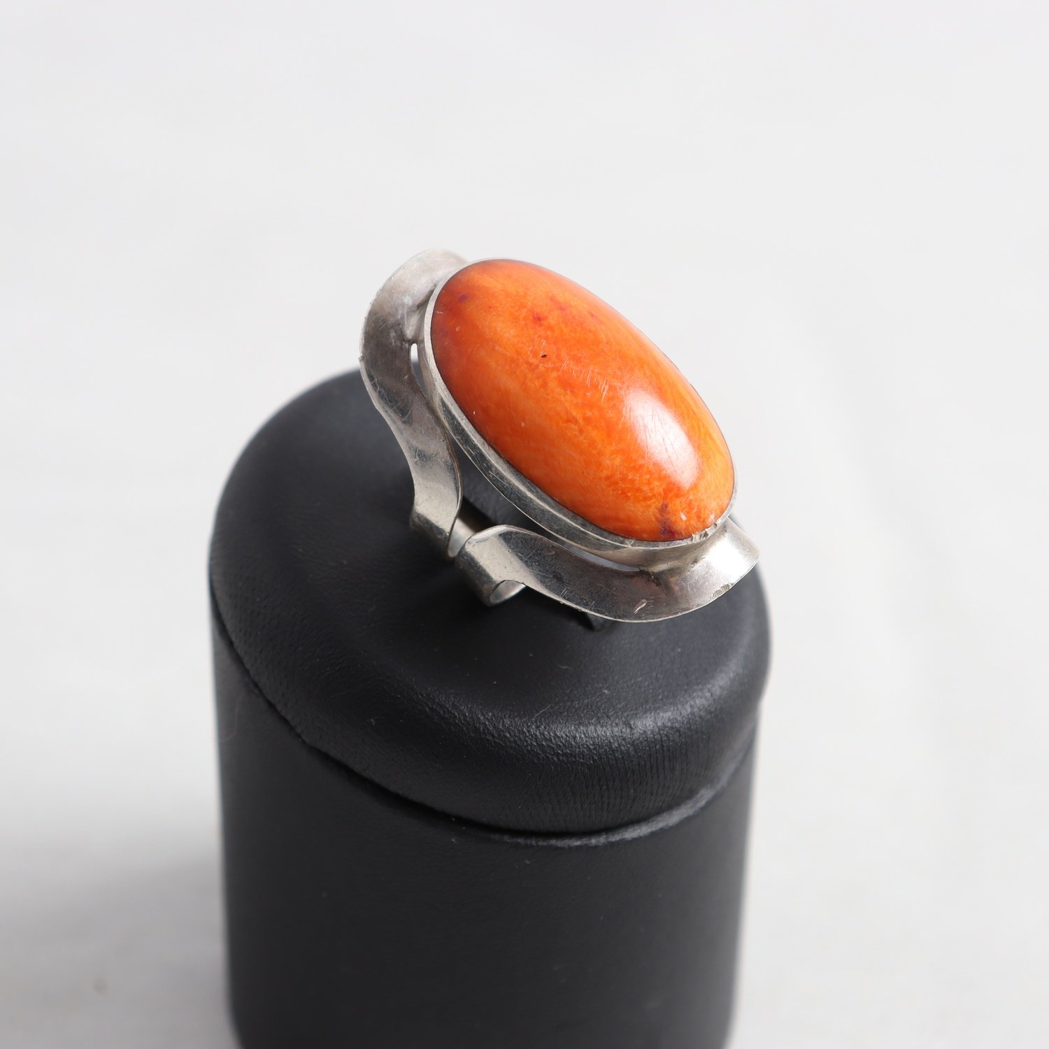 Ring, silver 925, orange sten, brv: 13,1g