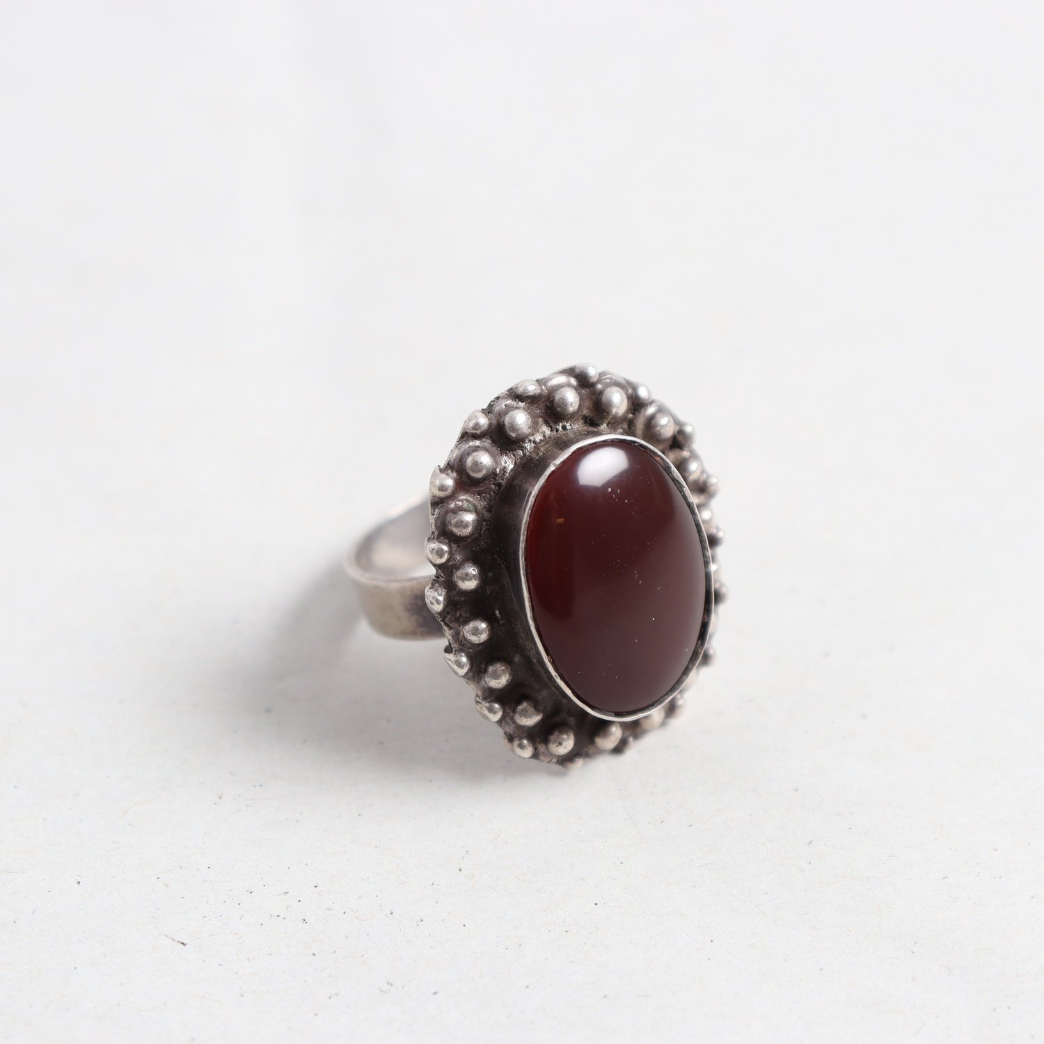 Ring, silver, brun sten, brv: 9,7g