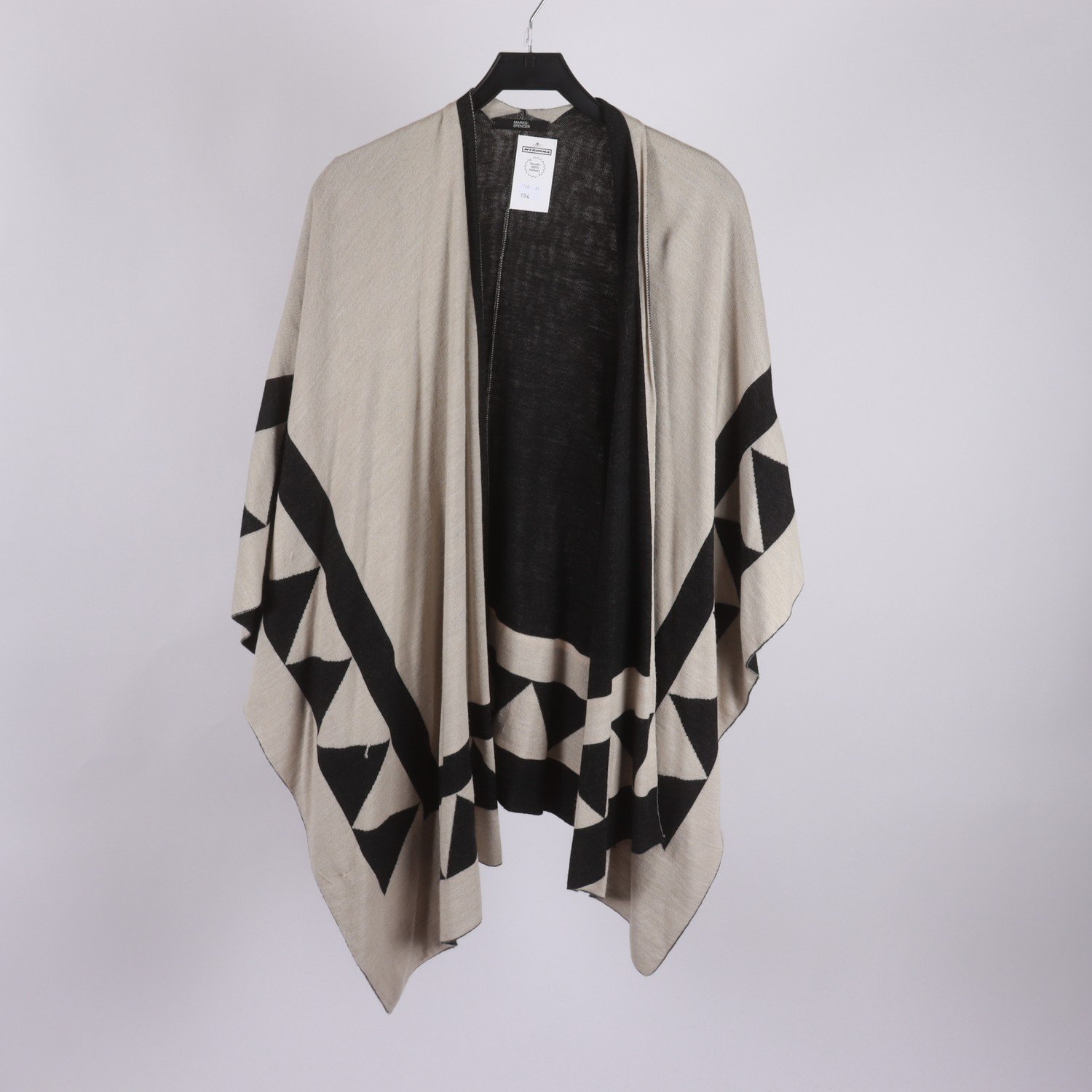 Poncho/cape, Marc & Spencer, beige, svart, stl. One size