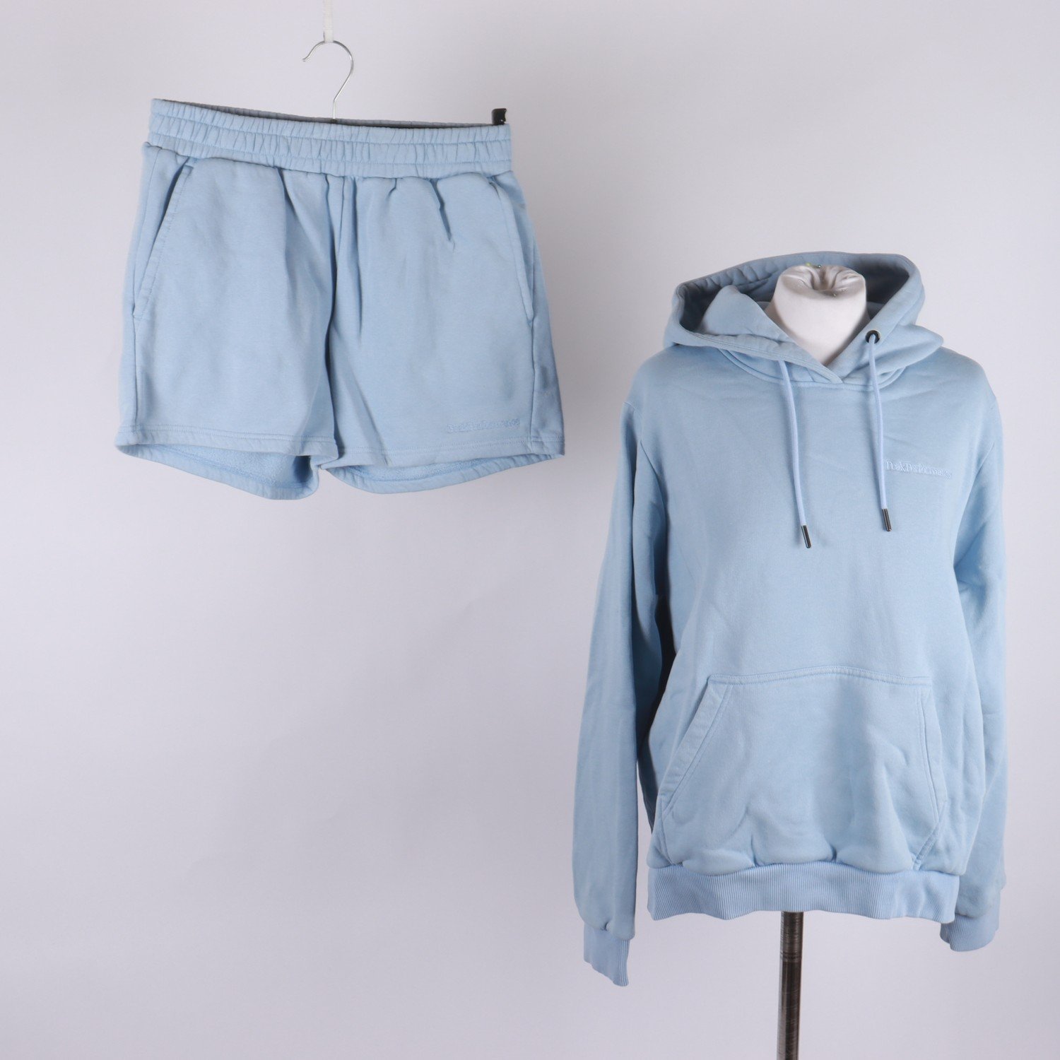 2-delat set, Shorts, hoodie, PeakPerformance, blå , shorts stl. M, Hoodie stl. L