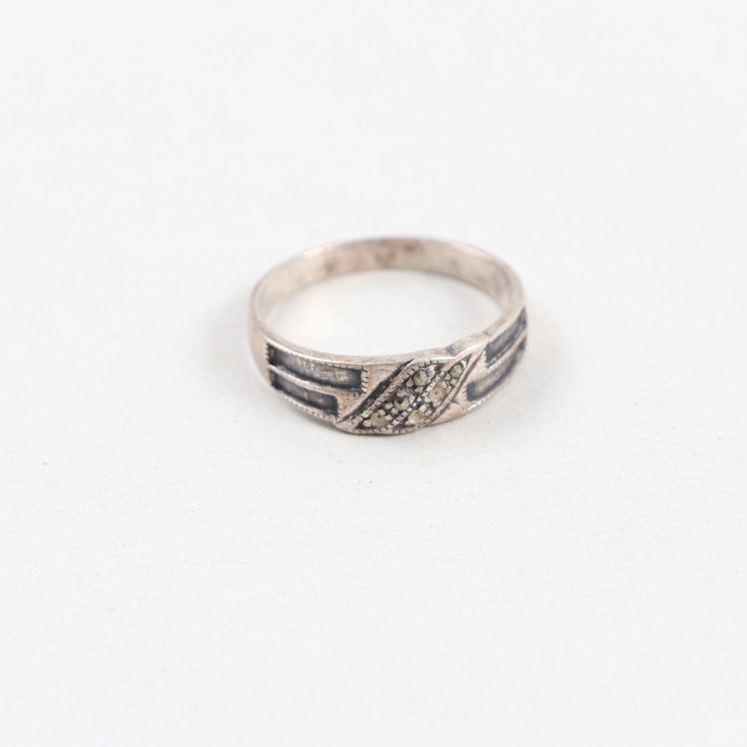 Ring, silver, markasiter, Vikt: 3,6g