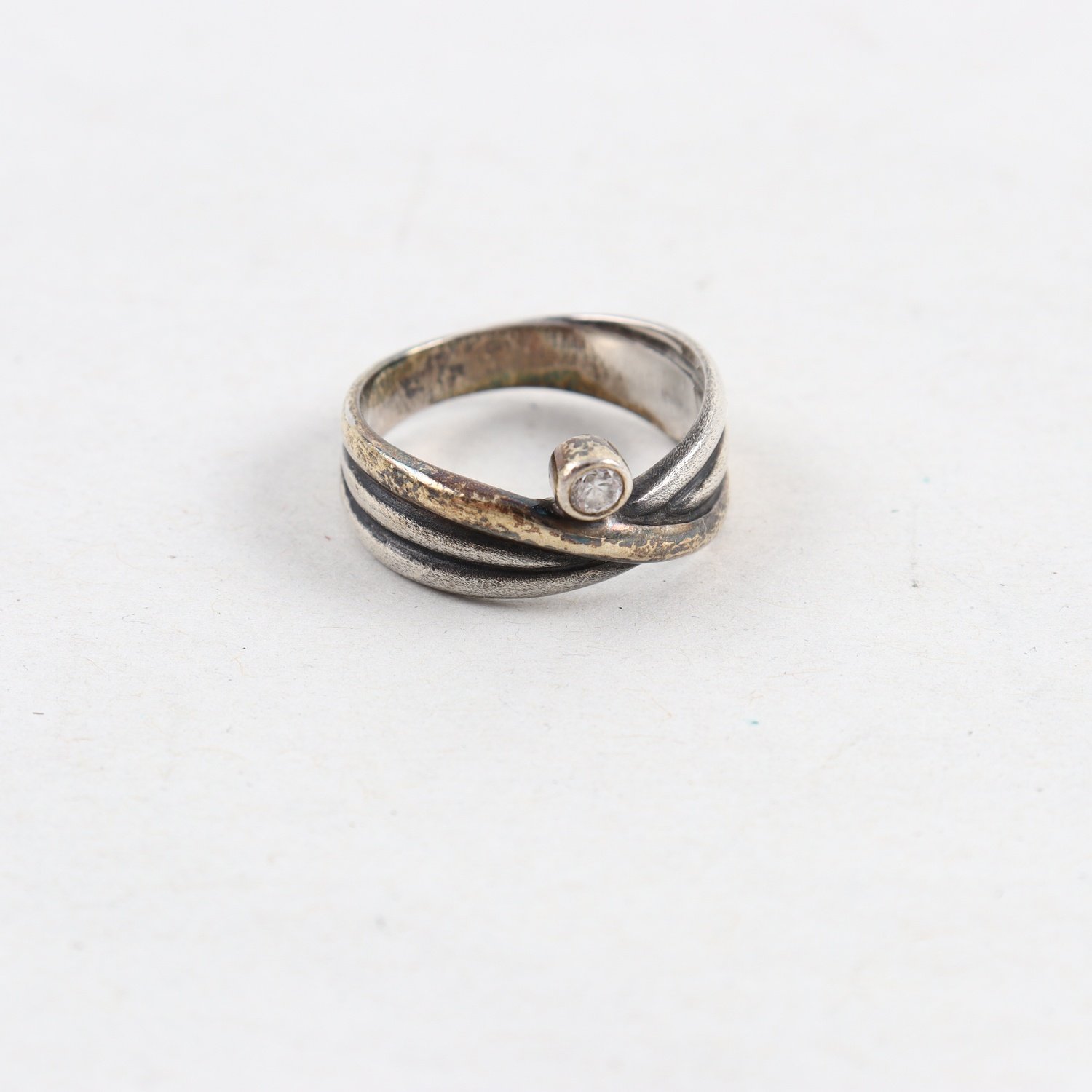 Ring, silver 925, vit sten, Astri Holthe, Norge, brv: 6g