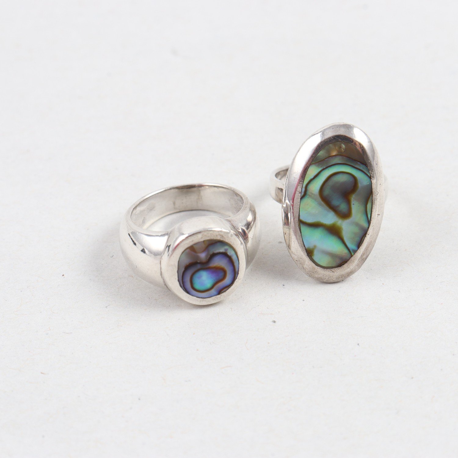 Ringar, silver 925, pärlemor, abalone, brv: 12,5g