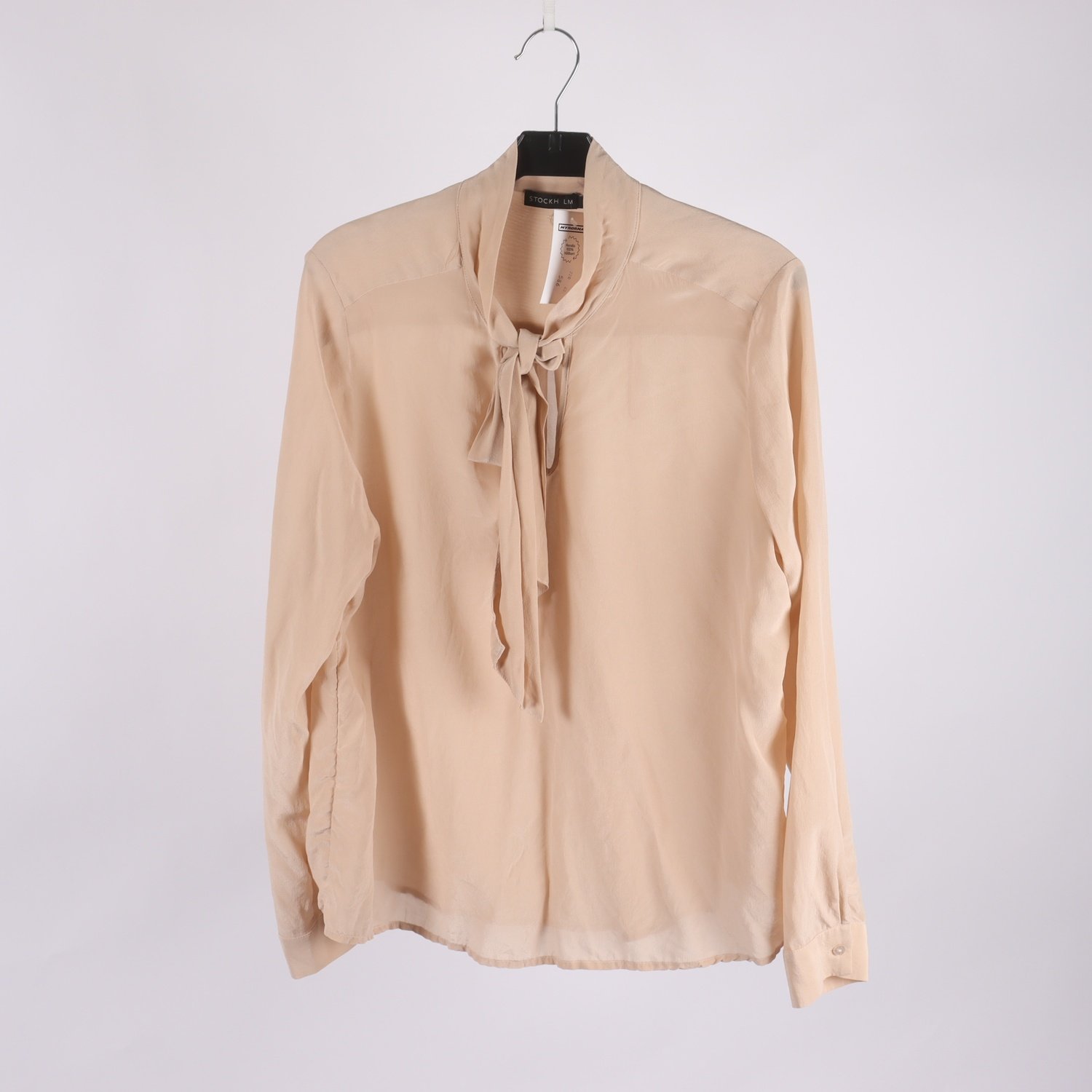 Blus, Stockh LM, beige, silke, stl. M