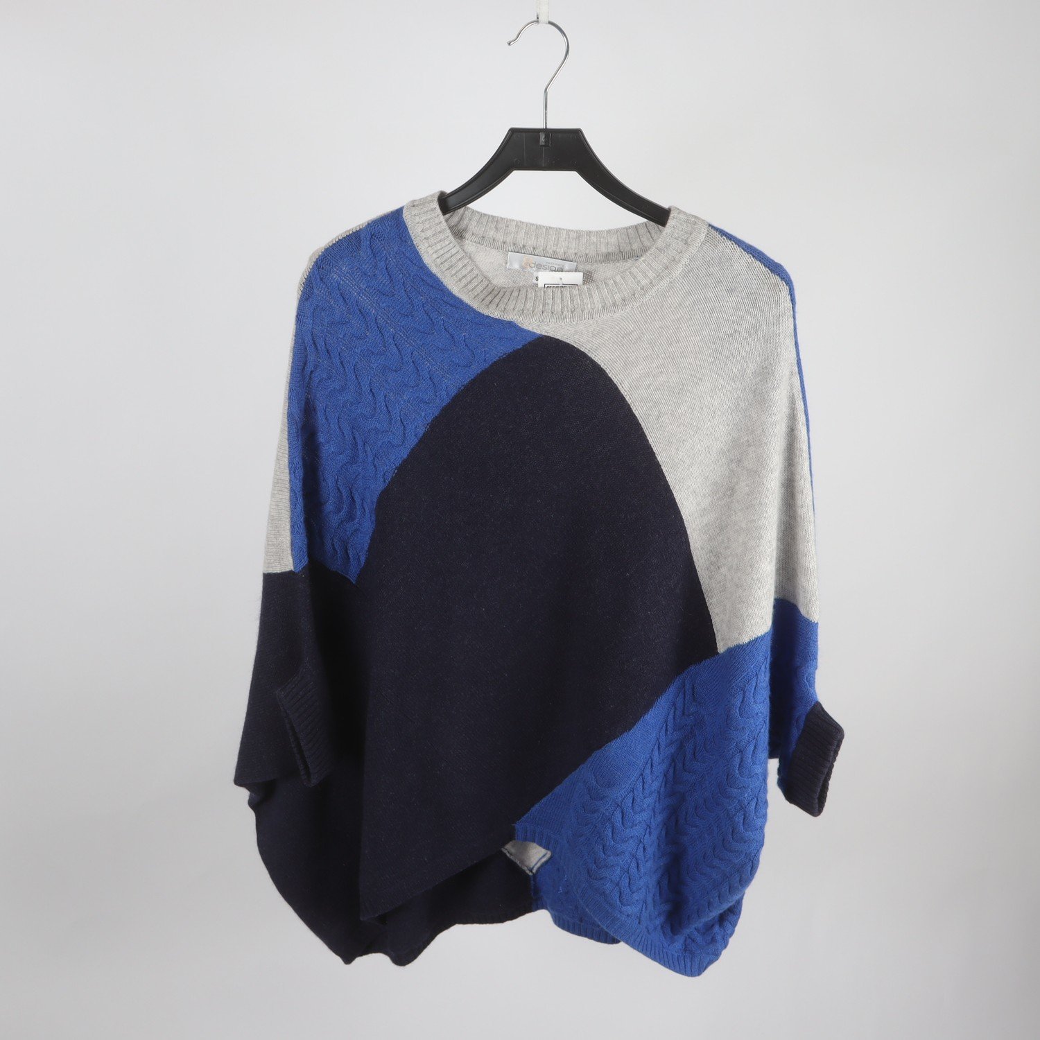 Tröja/poncho, 8Design, grå, blå, cashmere, stl. S/M