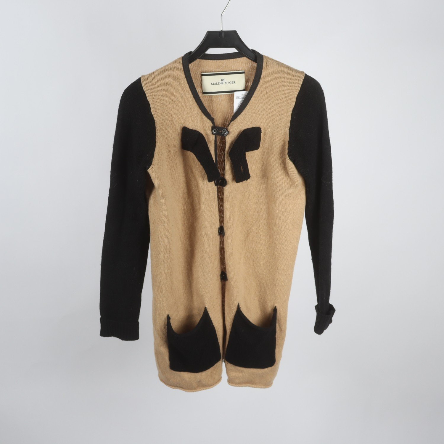 Kofta, By Malene Birger, beige, svart, lammull, stl. M