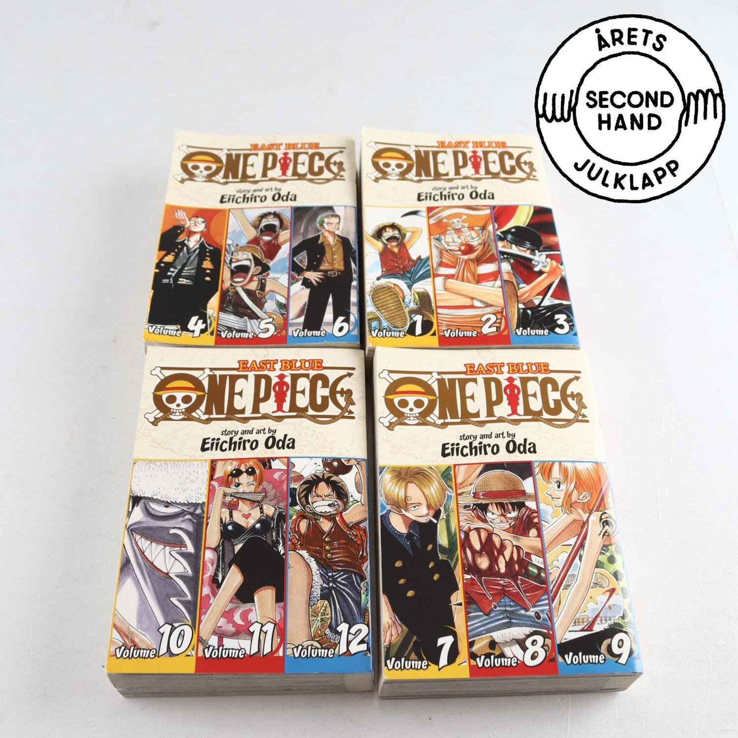 One Piece, Eiichiro Oda, Vol. 1-12 i fyra Three-in-One-volymer