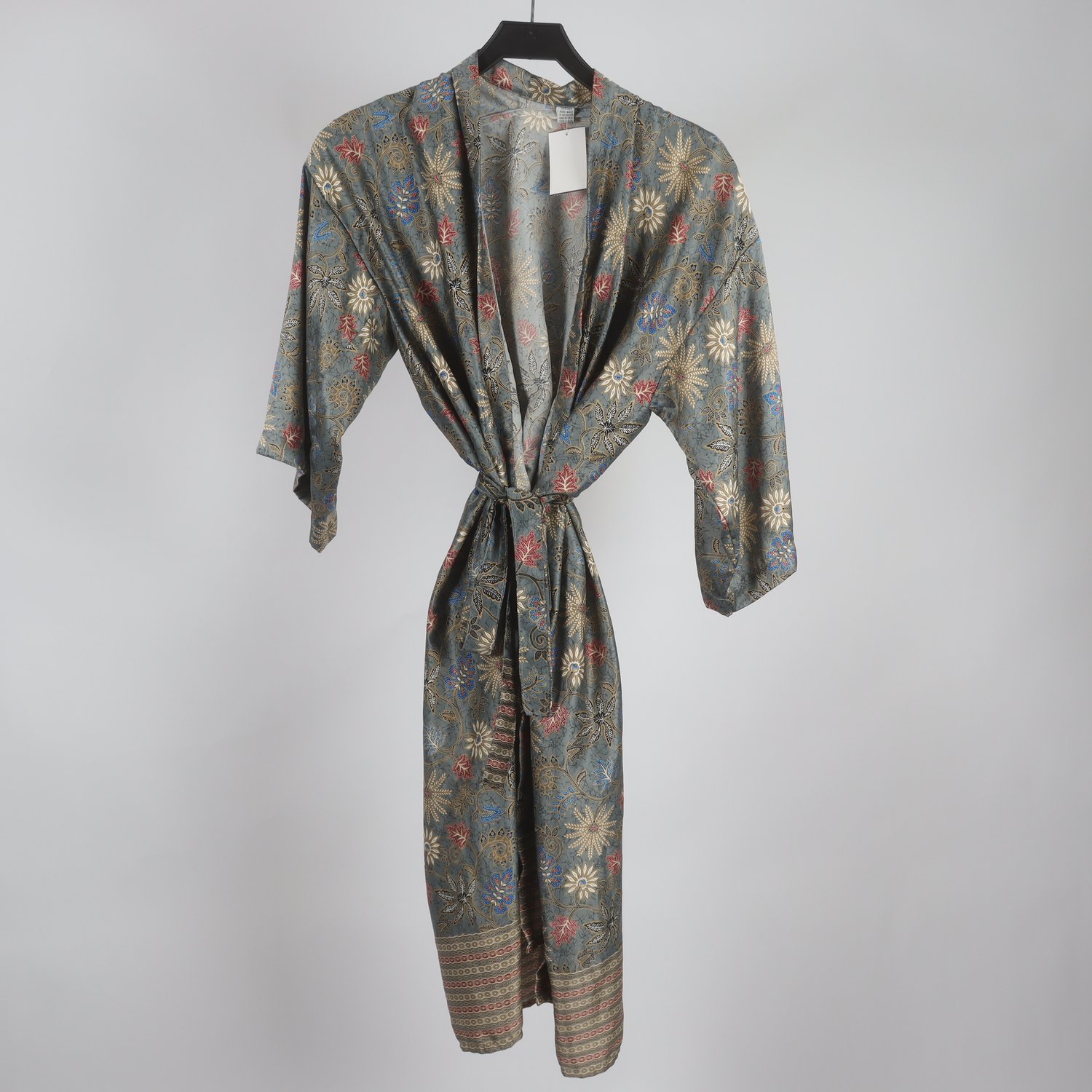 Kimono, Made in Indonesien, grå, 100% silke, stl. one size