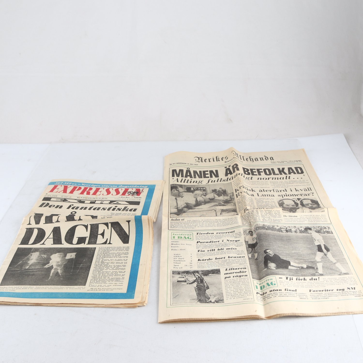 Tidningar – 2st ”Månlandningen” 21 juli 1969