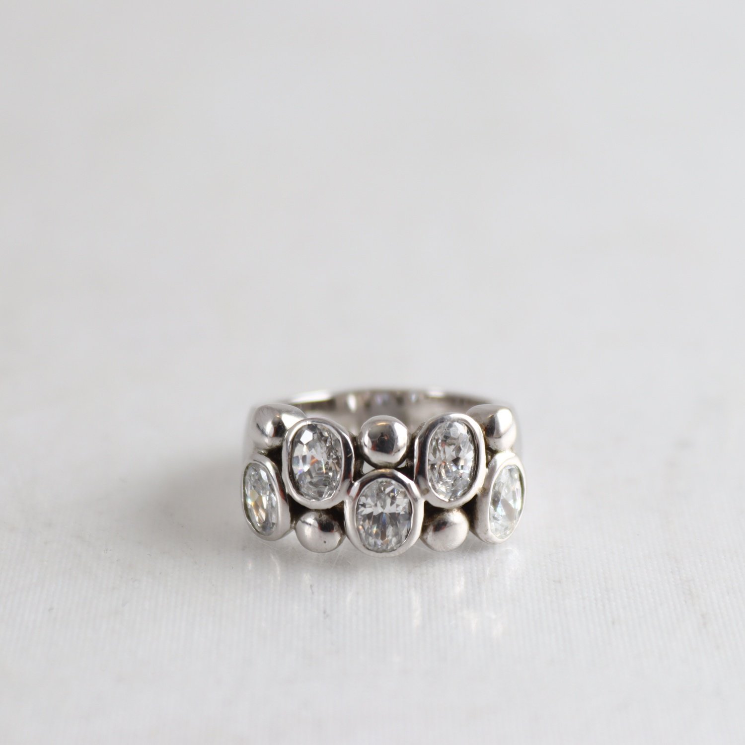 Ring, silver 925, vita stenar