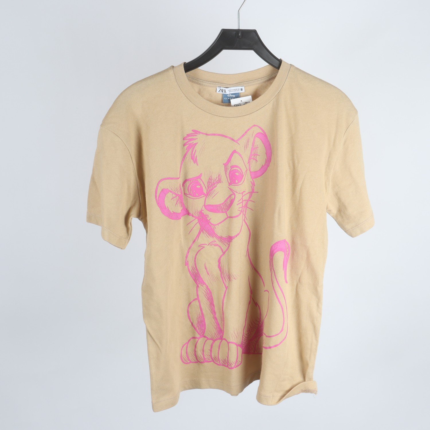 T-shirt, Zara, Disney, brun, rosa, lejon, stl. M