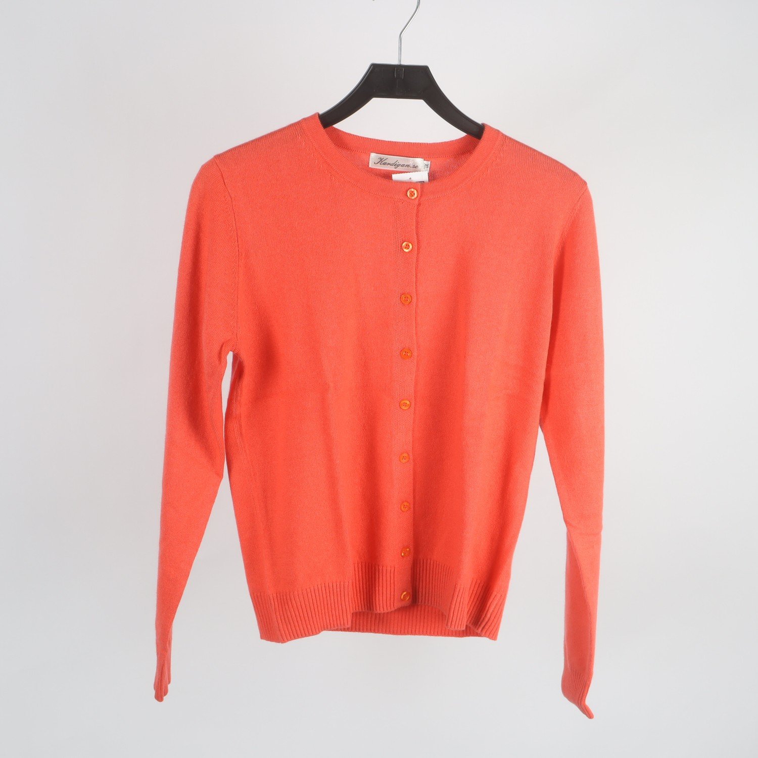 Liten i storleken. Kofta, Kardigan, orange, cashmere, stl. XL