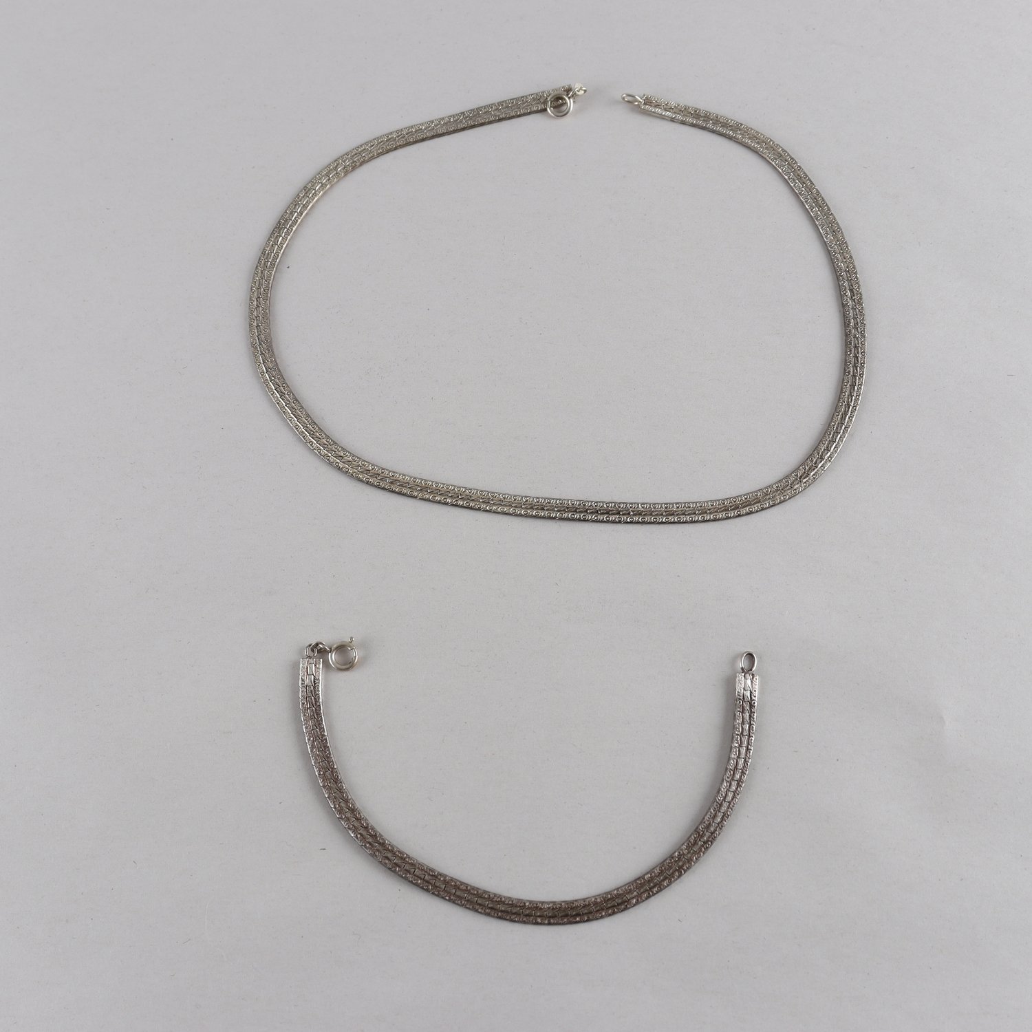 Set, halsband, armband, semistelt, silver 830, vikt: 29,0 g