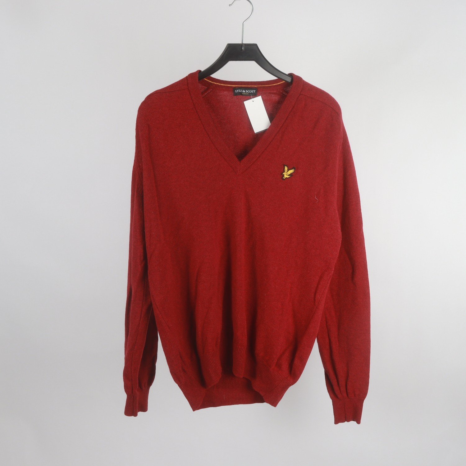 Tröja, Lyle & Scott, vinröd, ull, stl. XL