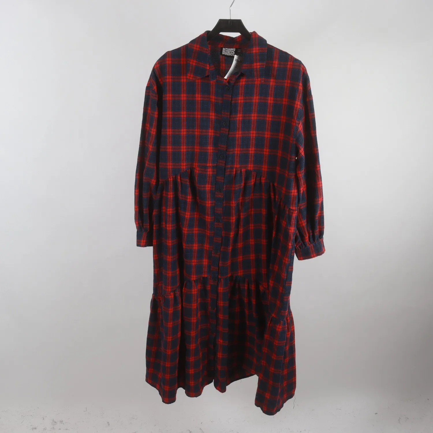 Klänning, Reclaimed Vintage, blå, röd, flanell, stl. 42