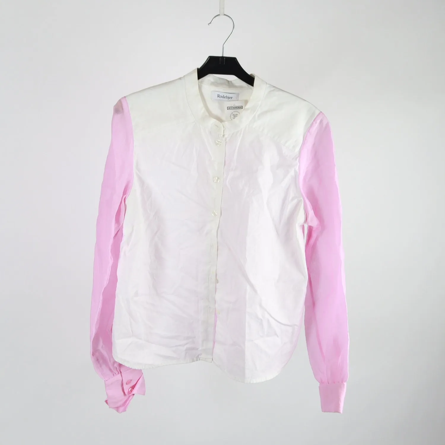 Blus, Rodebjer, vit, rosa, stl. ca. S