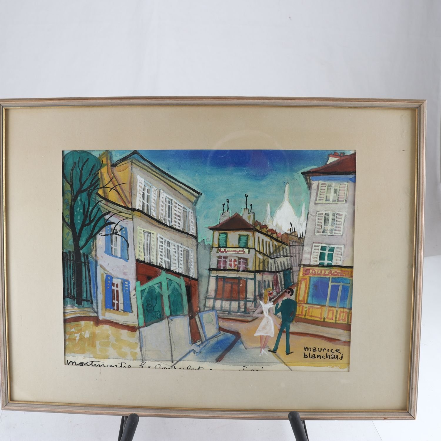 Gouache, Motiv från Montmartre, Maurice Blanchard, signerad. Endast avhämtning.