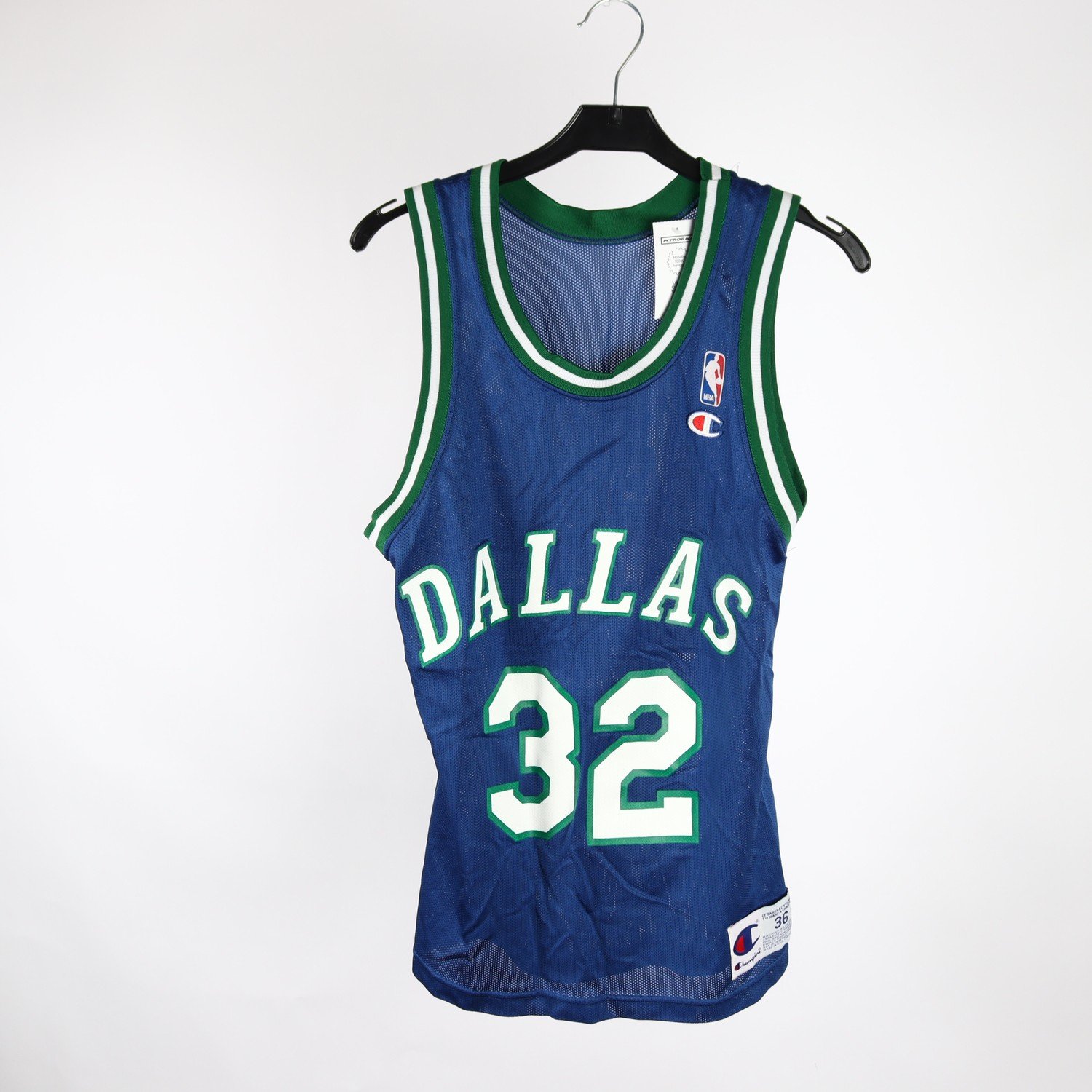 Linne, NBA, Champion, blå, grön, Dallas, Mashburn, stl. 36