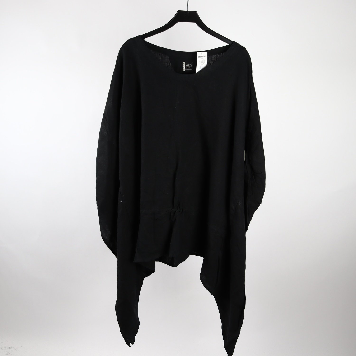 Blus/poncho, Olars Ulla, svart, lin, stl. one size