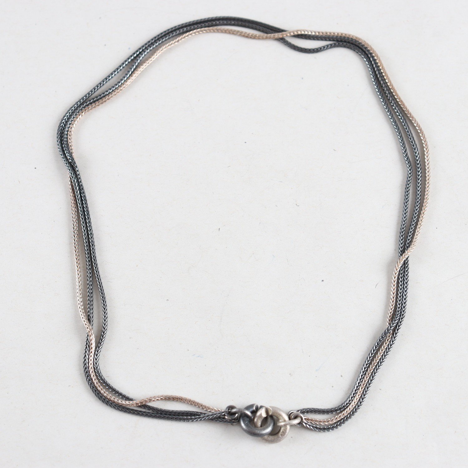 Halsband, silver 925, oxiderat, förgyllt, vikt: