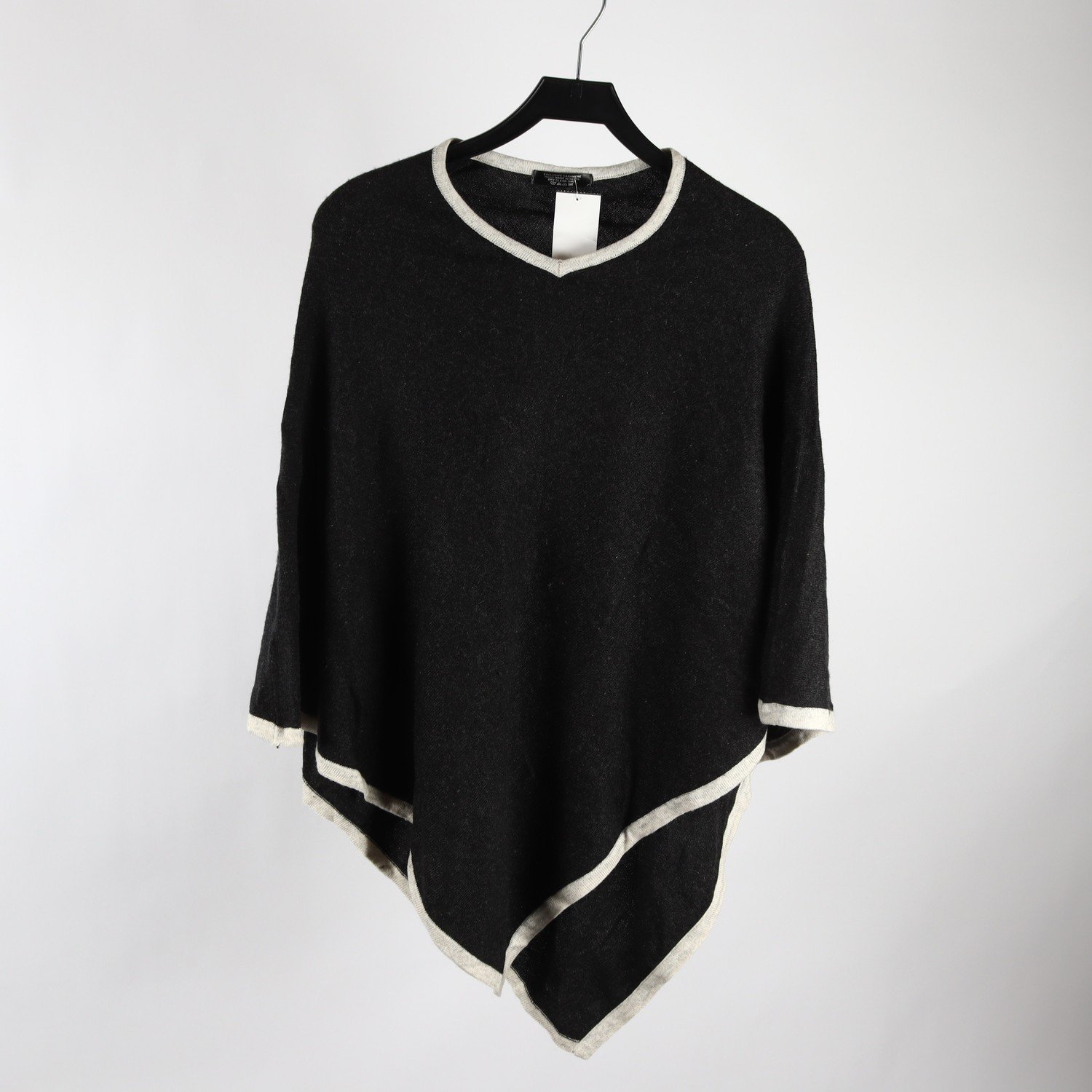 Poncho, Handmade in Nepal, grå, cashmere, stl. one size